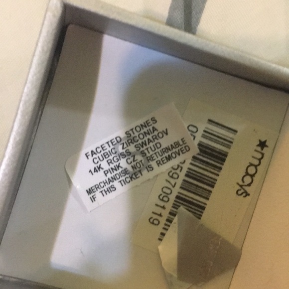 14K Gold Pink Swarovski Cubic Zirconia Earring - Picture 8 of 11